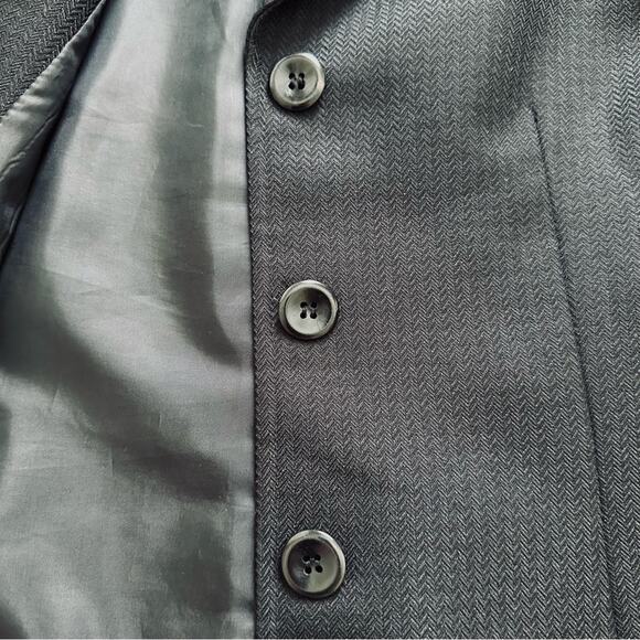 Suit Studio Blazer Black Textured Herringbone Button Front Jacket Size 12P - Picture 9 of 11
